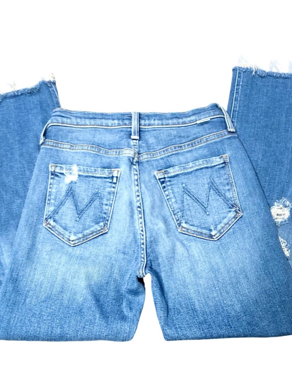 MOTHER Straight Leg Jeans in Light Blue Denim